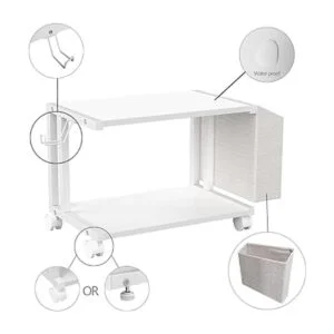 VEDECASA Soporte moderno de madera blanca de 2 niveles_7