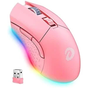 DAREU Ratón inalámbrico para juegos con cable rosa DAREU_1