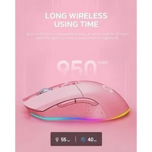 DAREU Ratón inalámbrico para juegos con cable rosa DAREU_4