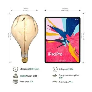 OMED Lighting Bombilla LED Edison de gran tamaño de 5 W y_3