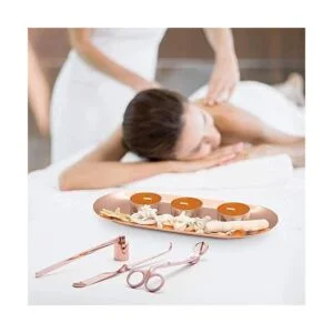 Bandeja para velas de oro rosa juego de 3 placa_4