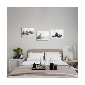 Biuteawal Lienzo zen de 3 piezas para decoración de baño_3