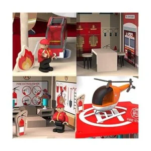 BBtinker Juego de estación de bomberos de madera casa de_4