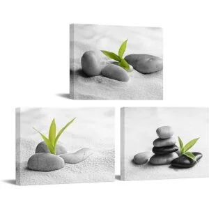 Biuteawal Lienzo zen de 3 piezas para decoración de baño_1