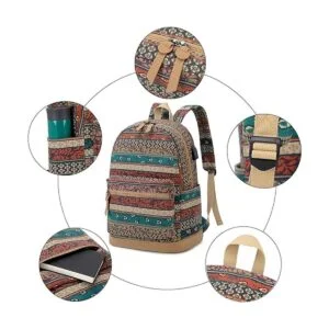 Mochila bohemia impermeable para laptop con puerto de_3