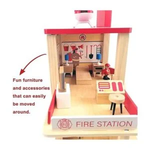 BBtinker Juego de estación de bomberos de madera casa de_6