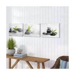 Biuteawal Lienzo zen de 3 piezas para decoración de baño_4