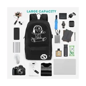 Pawsky Mochila escolar luminosa de anime para monopatín_7