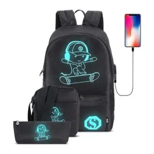 Pawsky Mochila escolar luminosa de anime para monopatín_1