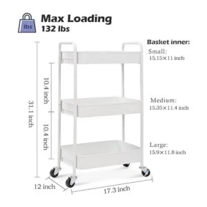 TOOLF Carrito rodante de 3 niveles carrito utilitario de_6