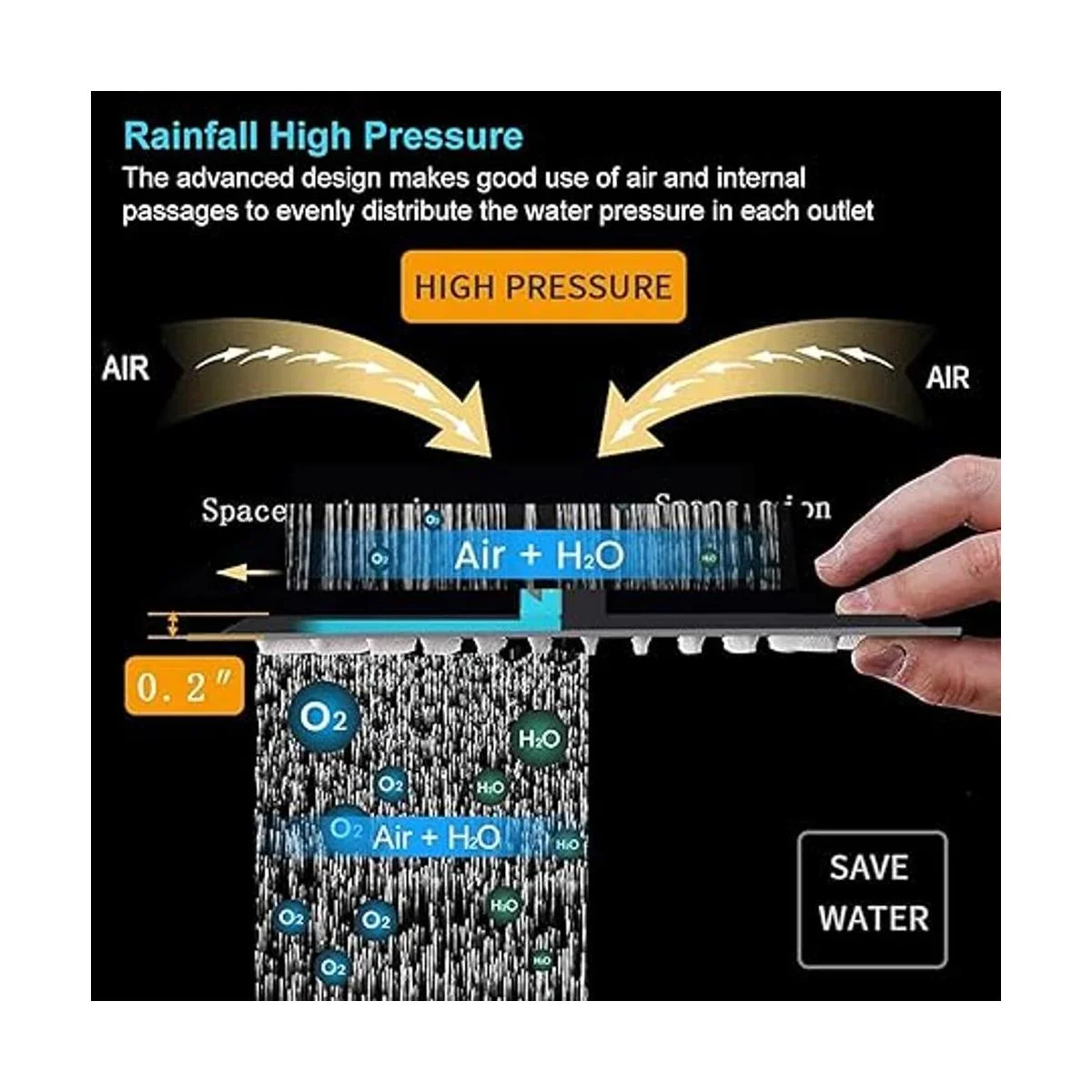 HarJue Cabezal de ducha cuadrado de acero inoxidable de_3