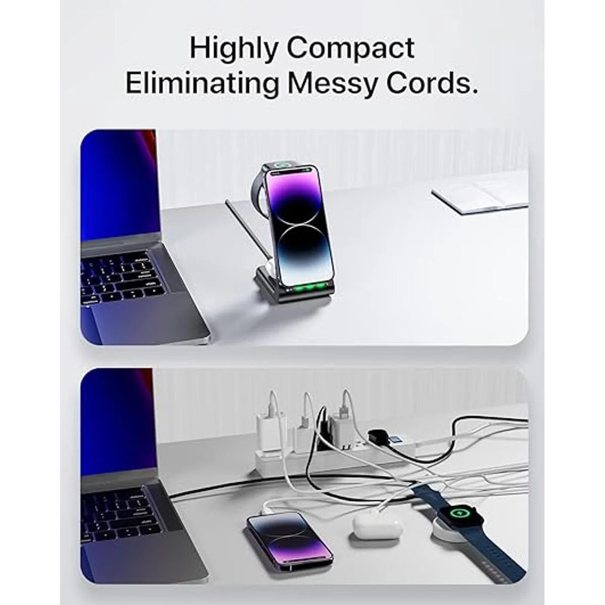 Intoval Estación de carga inalámbrica cargador 3 en 1_3