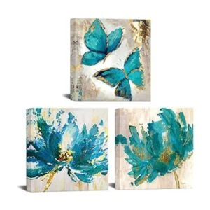 3 piezas de impresiones en lienzo de flores y mariposas_1