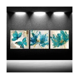 3 piezas de impresiones en lienzo de flores y mariposas_3