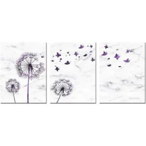 Kalormore Abstracto Purple Diente de León con Mariposas_1