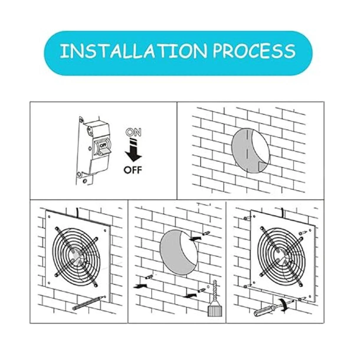 RLOZUI Ventilador de escape de 8 pulgadas 735CFM para_5