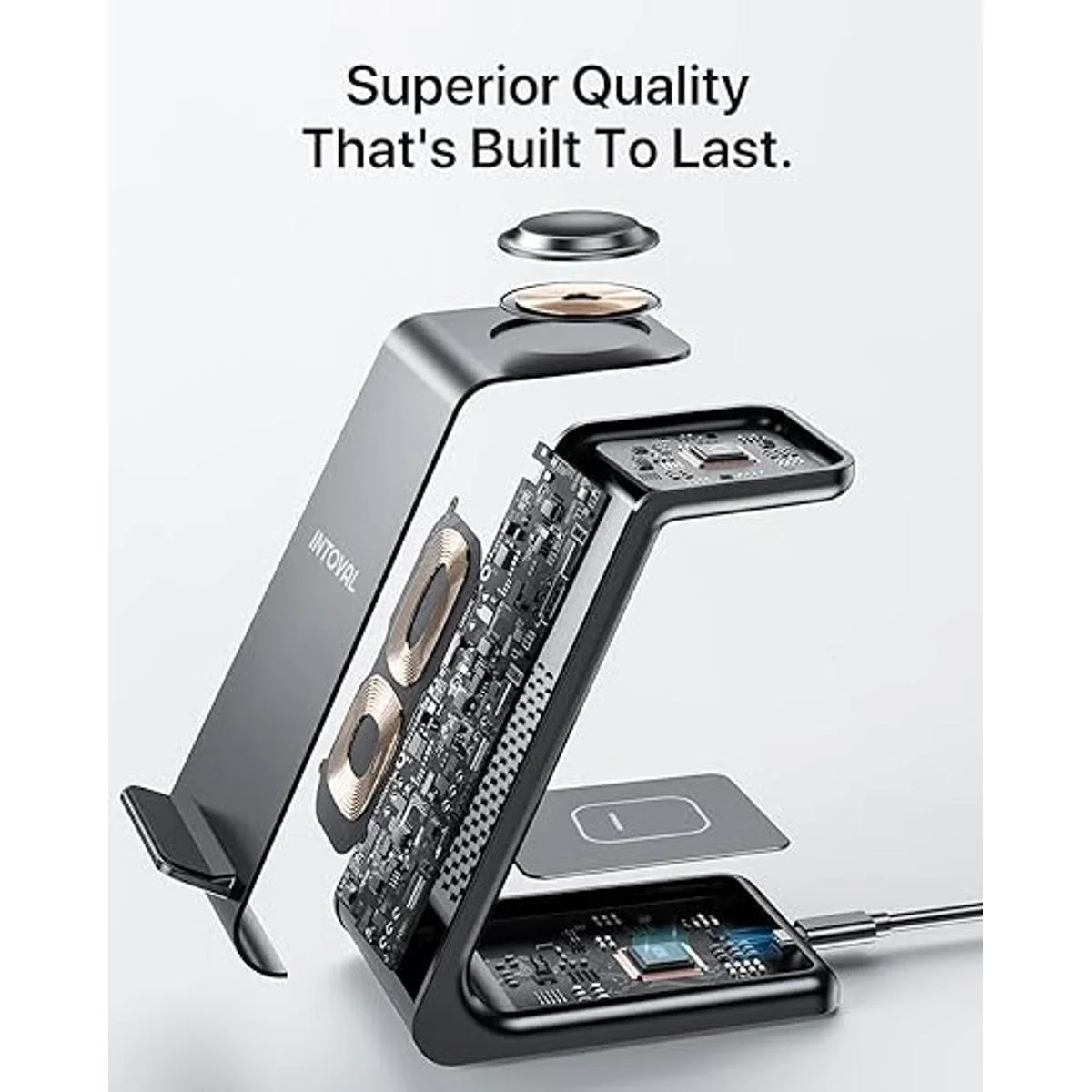 Intoval Estación de carga inalámbrica cargador 3 en 1_4