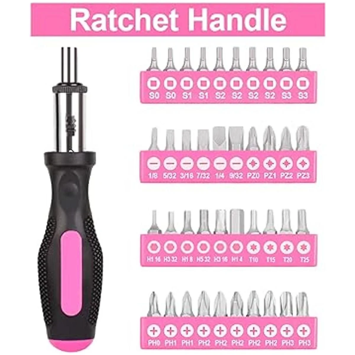 THINKWORK Kit de herramientas rosa de 122 piezas con_4