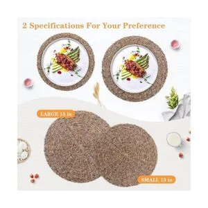 GFWARE Juego de 6 manteles individuales tejidos redondos_4