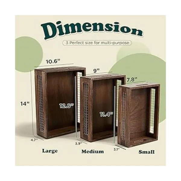 NAGAWOOD Juego de 3 cestas de madera para encimera para_2