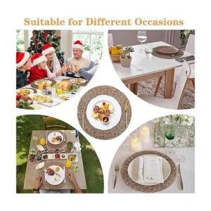 GFWARE Juego de 6 manteles individuales tejidos redondos_6