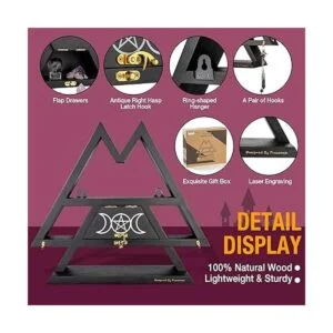 Pracaniz Estante de cristal con cajón de solapa y ganchos_4