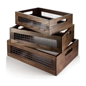 NAGAWOOD Juego de 3 cestas de madera para encimera para_1