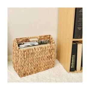 StorageWorks Cesta de revistas dividida tejida a mano_6