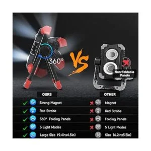 Luz de trabajo LED recargable 2 COB 2500LM plegable luz_2