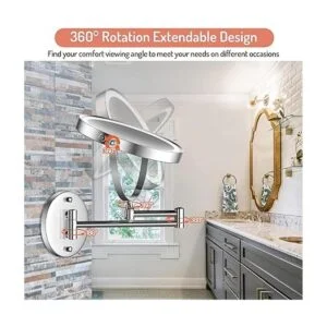 Espejo de maquillaje iluminado de pared recargable_5