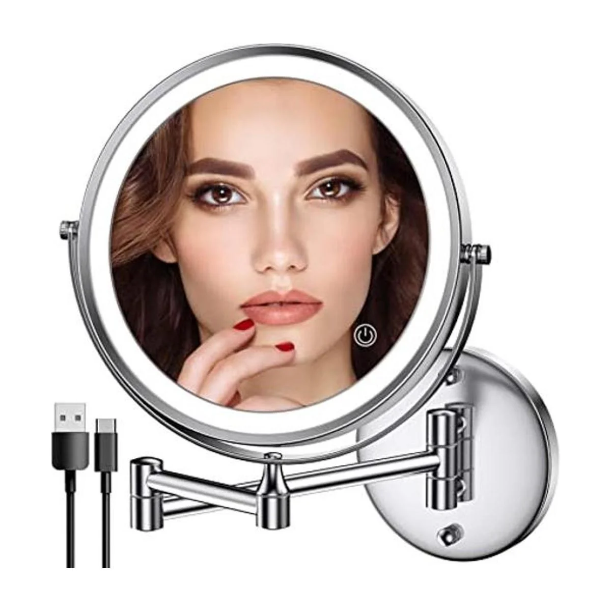 Espejo de maquillaje iluminado de pared recargable_1