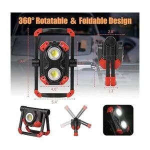 Luz de trabajo LED recargable 2 COB 2500LM plegable luz_3