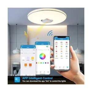 WZTO Lámpara de techo LED de música de 36 W con altavoz_5