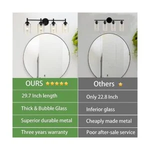 Berliget Luces de tocador de baño negras con 4 luces_2