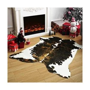 Amearea Alfombra de piel sintética de vaca alfombras con_1