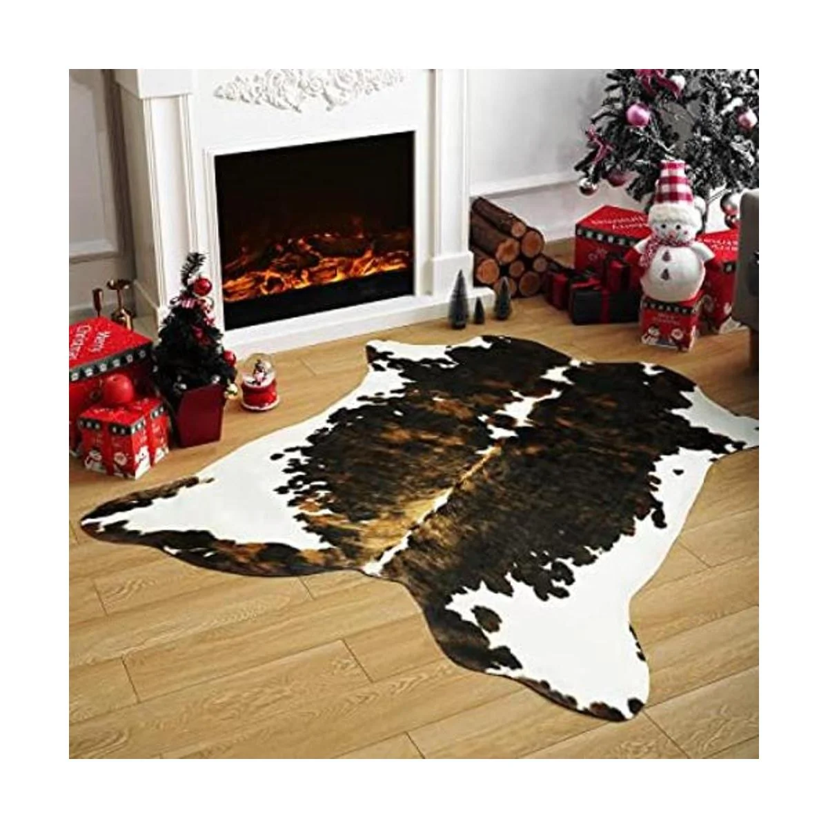Amearea Alfombra de piel sintética de vaca alfombras con_1