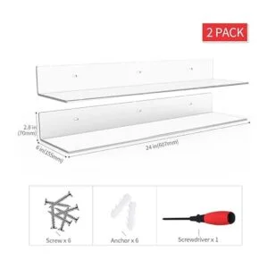 Sezanrpt Estantes flotantes transparentes de 24 pulgadas_3