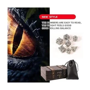 AncientDeer Juego de 7 dados de metal DD juego único de_3