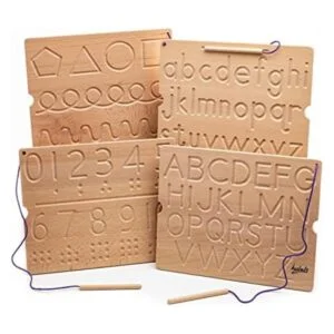 Hulats Montessori Tablas de madera de alfabeto y números_1