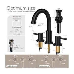 SOKA Grifo de baño de 8 a 16 pulgadas color negro mate_5