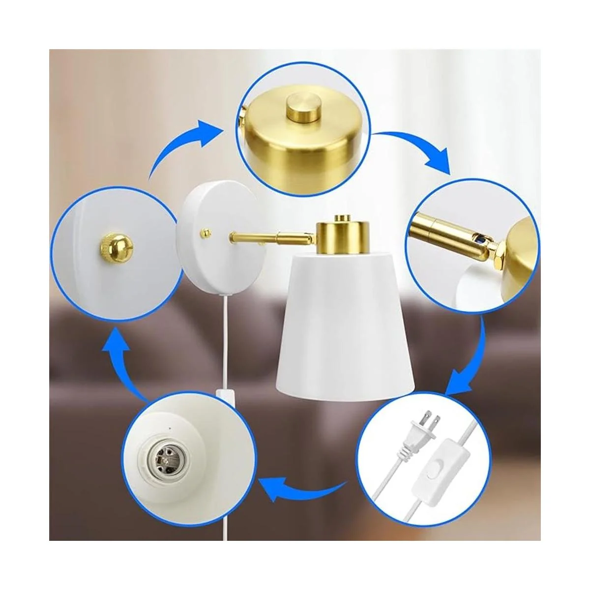 Juego de 2 apliques de pared enchufables lámpara de pared_3