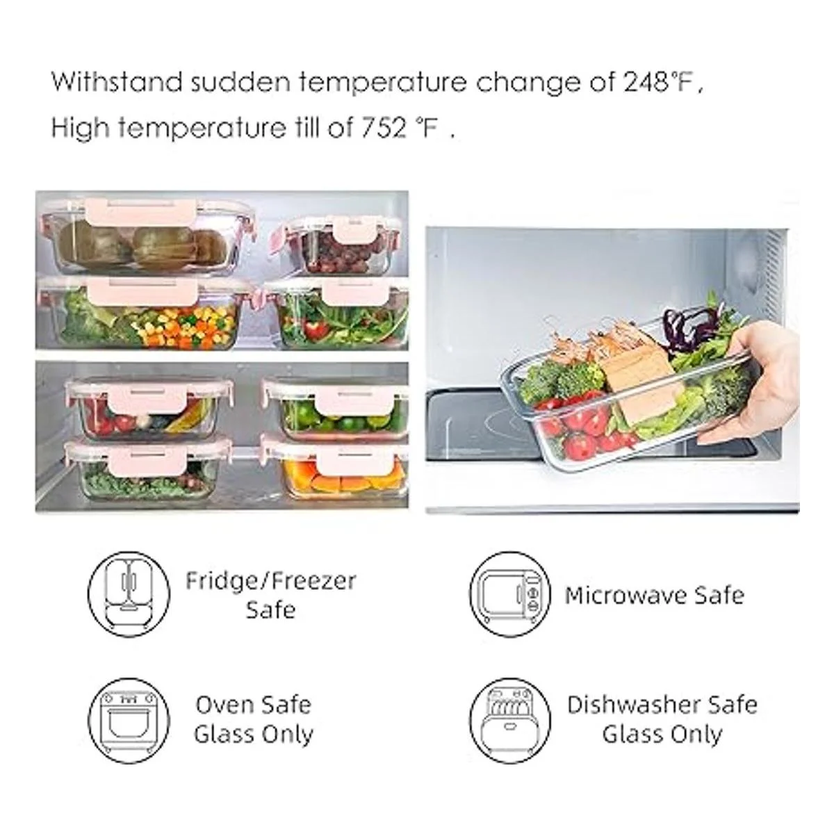 Paquete de 10 recipientes de vidrio para almacenamiento de_5