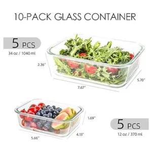 Paquete de 10 recipientes de vidrio para almacenamiento de_3