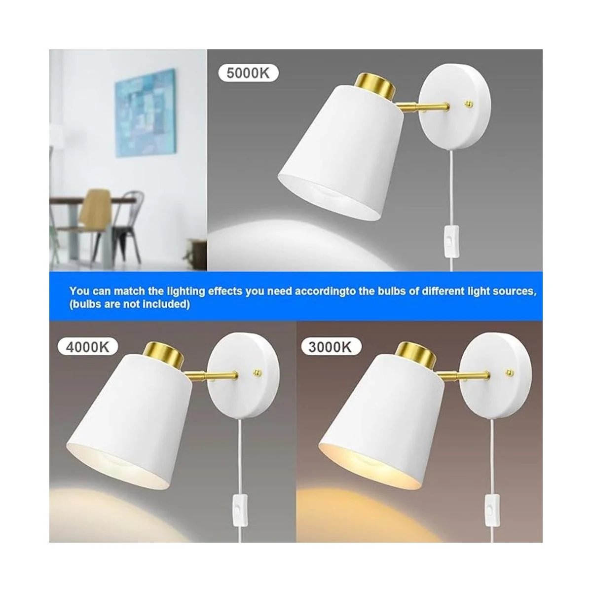 Juego de 2 apliques de pared enchufables lámpara de pared_6