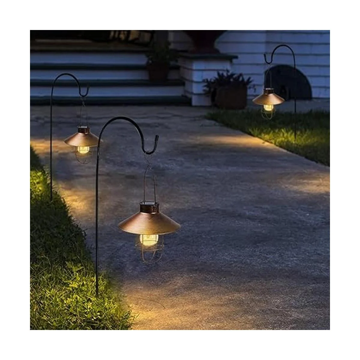 Paquete de 2 faroles solares colgantes de metal con gancho_6