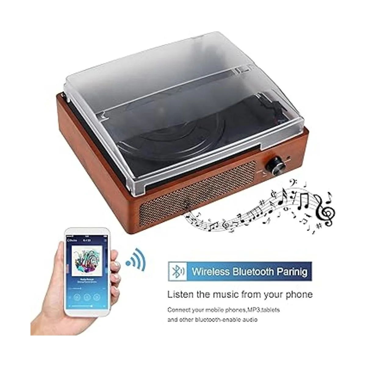 Tocadiscos Bluetooth tocadiscos de vinilo con altavoces_2