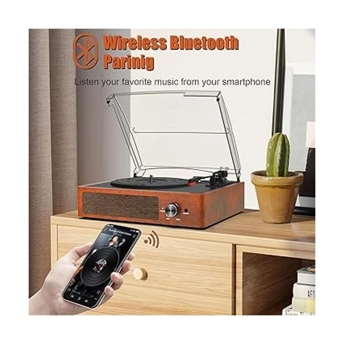 Tocadiscos Bluetooth tocadiscos de vinilo con altavoces_6