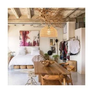 Lámpara colgante de ratán con enchufe lámpara colgante de_3