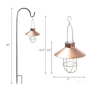 Paquete de 2 faroles solares colgantes de metal con gancho_5