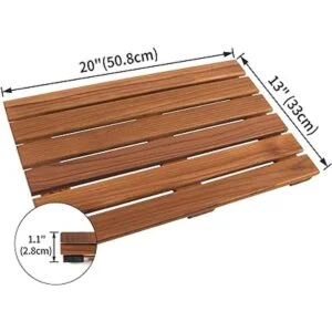 VaeFae Tapete de ducha de teca antideslizante tapete de_3